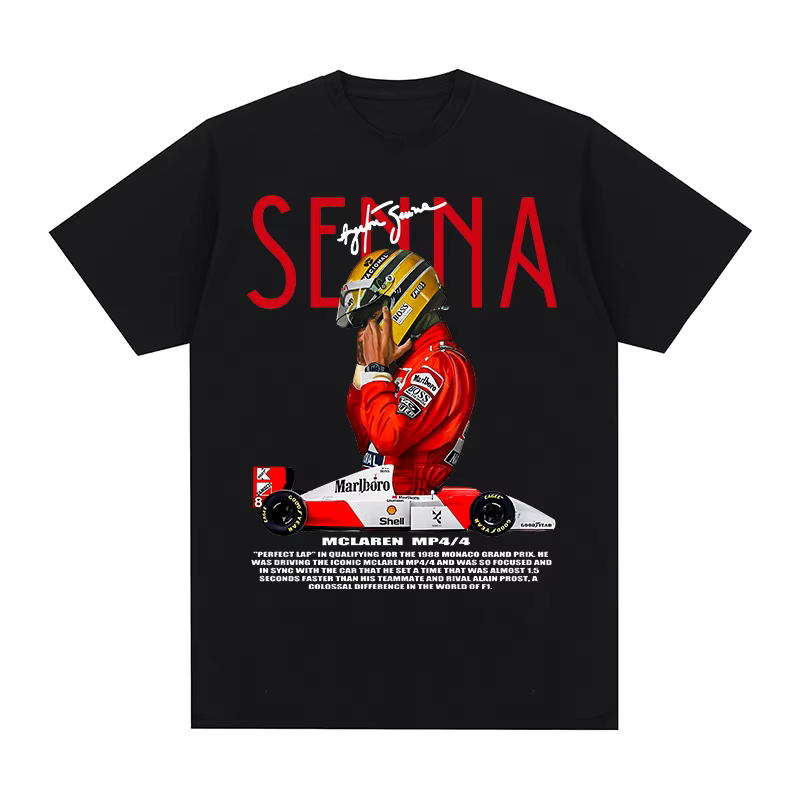 Brésilien Ayrton Senna T-shirt Vintage Graphique Surdimensionné Respirant Coton Hommes T-shirt Nouve