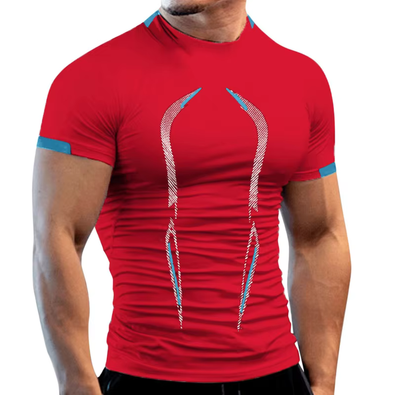 T-shirt respirant pour hommes, à séchage rapide, pour Jogging, entraînement, Fitness, course à pied,