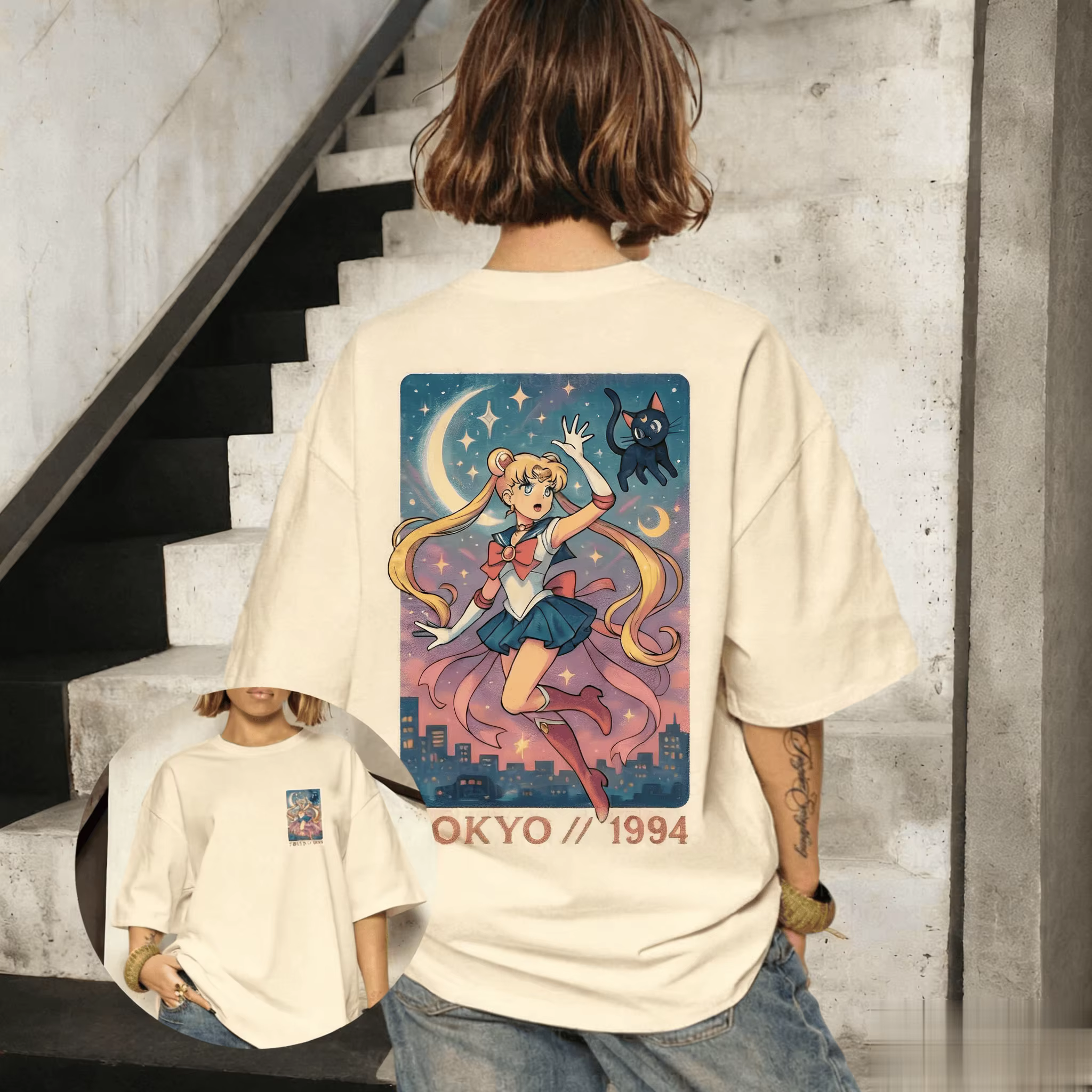 Nouveau T-shirt graphique Sailor Moon Anime 2026 pour hommes et femmes, vintage, à manches courtes, 