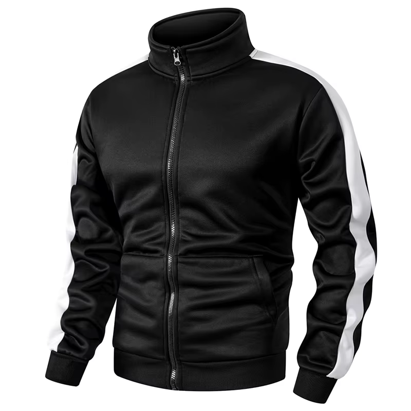 Veste de sport en Patchwork de blocs de couleurs pour hommes avec poche Kanga automne hiver doublé p