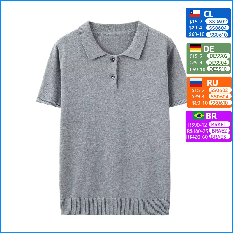 100% coton T-shirt pull femmes été col rond manches courtes tricot pull t-shirts décontracté bas por