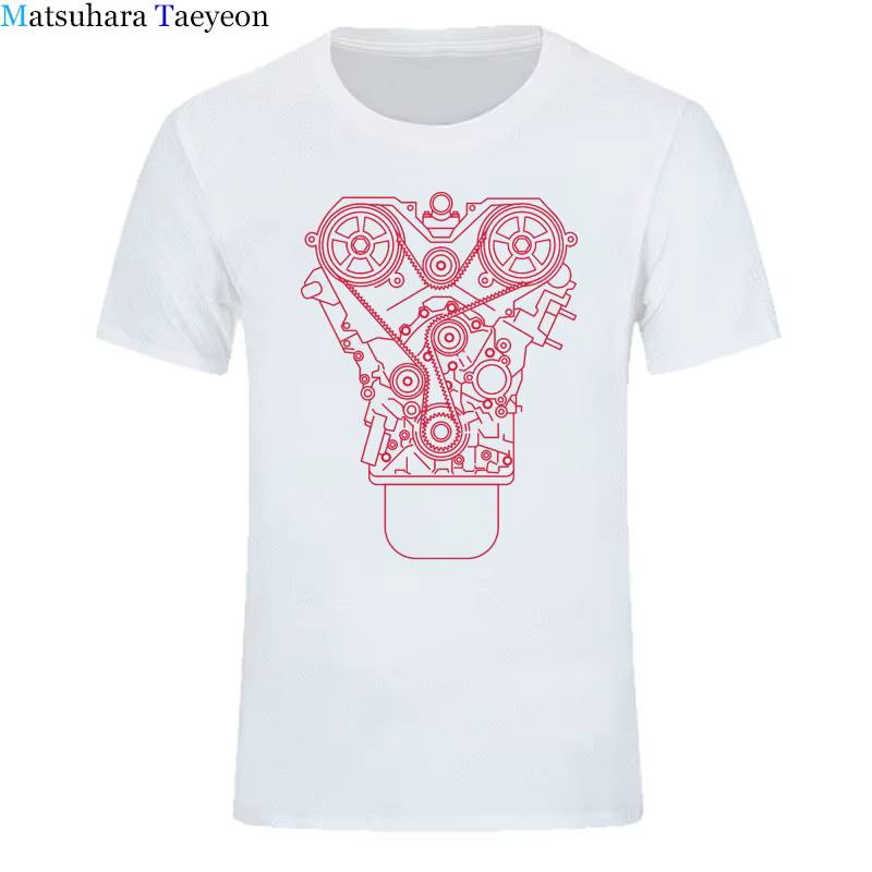 ENGINE Uco T-shirt pour homme, T-shirt 100% coton, JDM Tuner Decal, Outil mécanique, Piston de garag