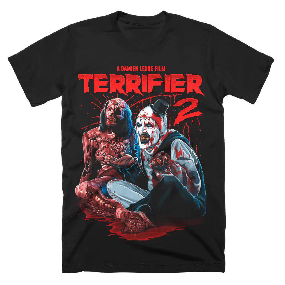 T-shirt Terrifier 2026 – Merch Halloween Film d'Horreur – Coton Noir Imprimé – Style Unisexe Luxe Ha