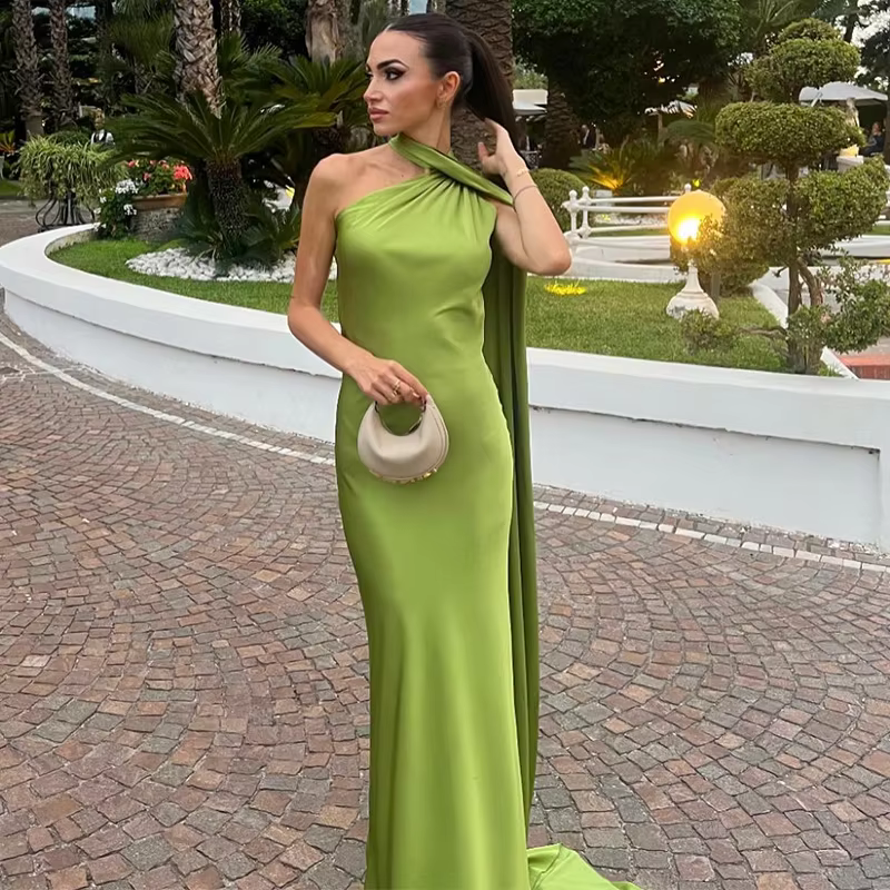 Robe longue à col licou pour femmes, sans manches, dos nu, à lacets, boutons, longueur cheville, rob