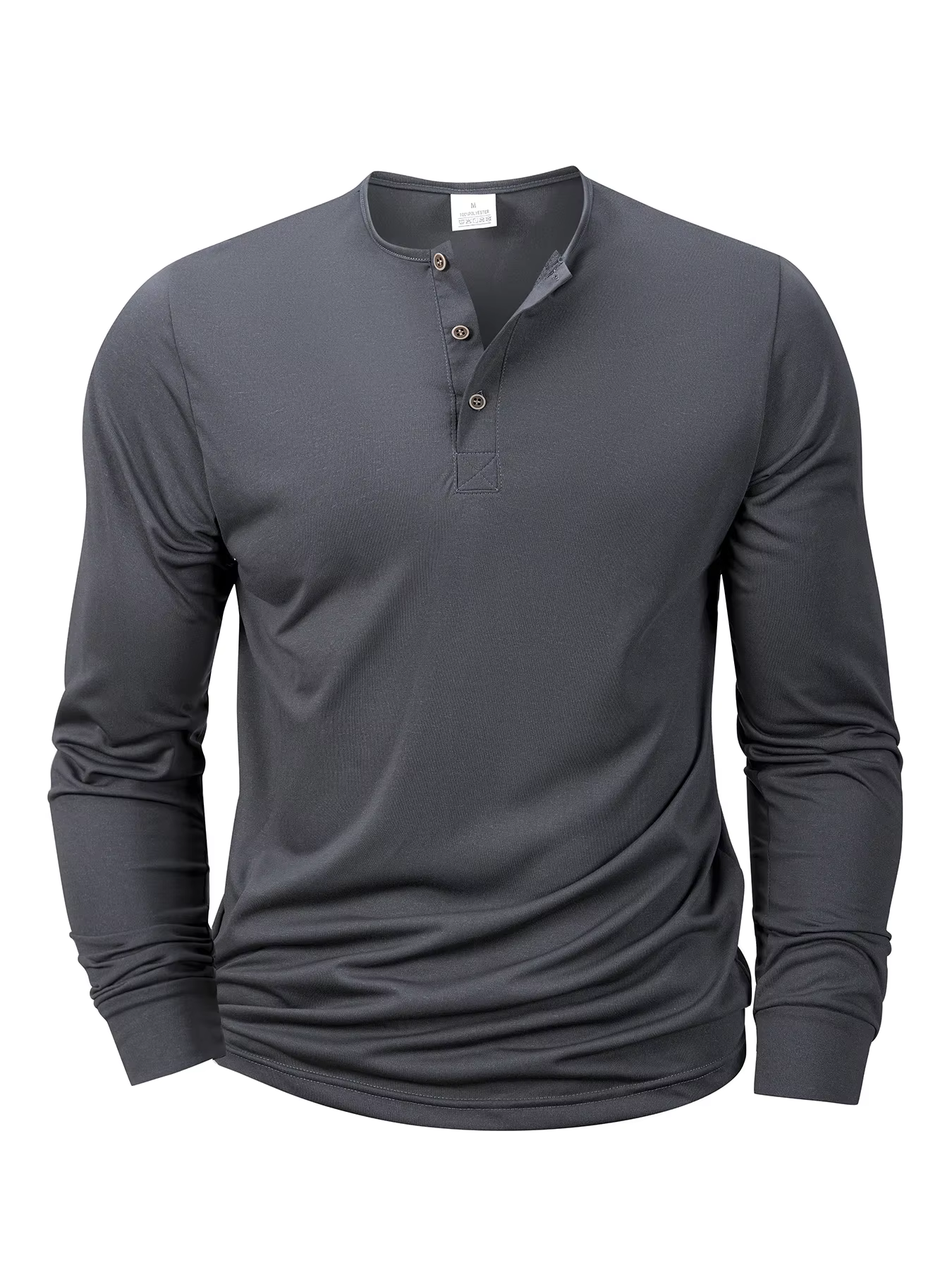 T-shirt à manches longues pour hommes, col Henley, coupe cintrée, chemise à bascule, hauts de Fitnes