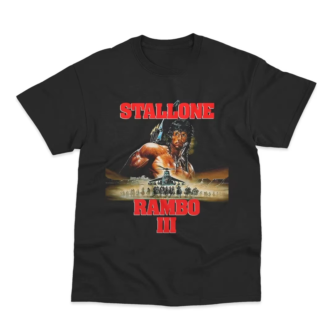 T-shirt Rambo III pour homme, classique des années 80, imprimé militaire d'aventure, style rétro, st