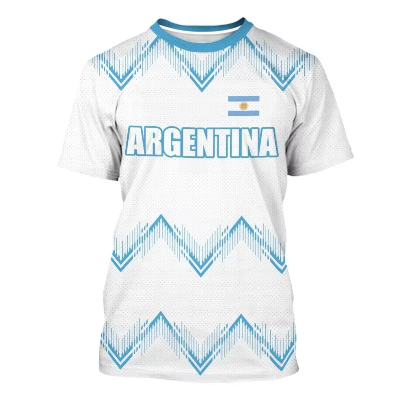 Maillot de football Argentine 3 étoiles pour hommes – T-shirt patriotique à manches courtes – Tenues