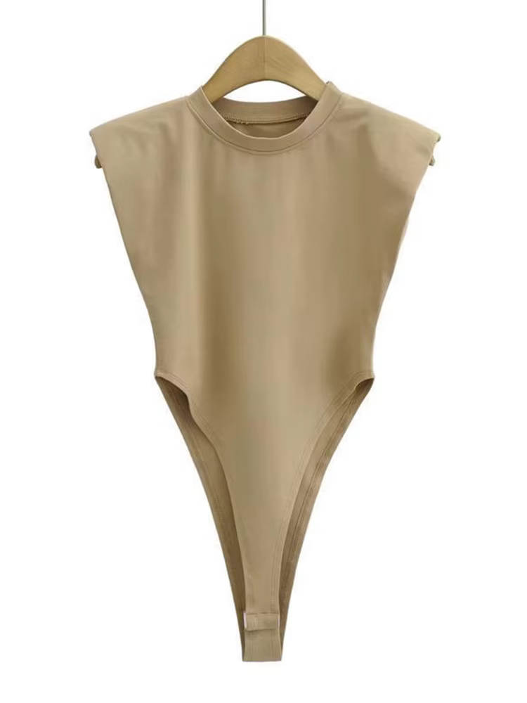 Hauts Sexy femmes été une pièce moulante Body rembourré épaule Body noir sans manches corps costumes