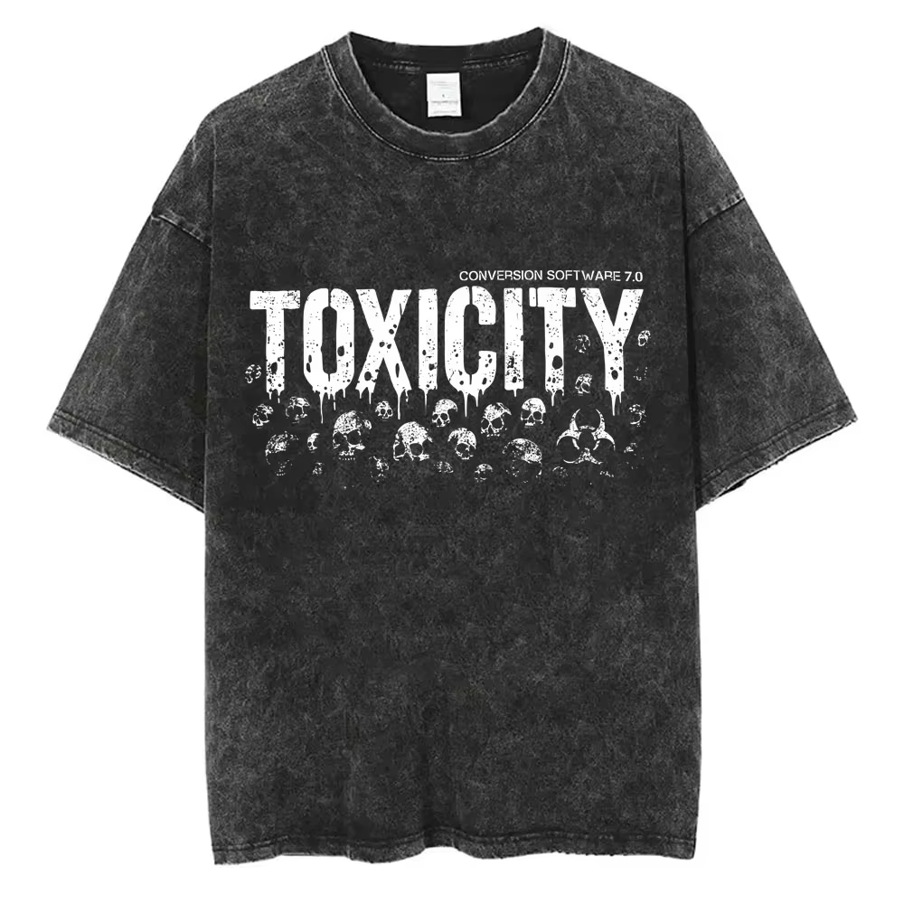 Système d'un Album de toxicité duvet graphique lavé T-shirts hommes femmes Rock surdimensionné t-shi