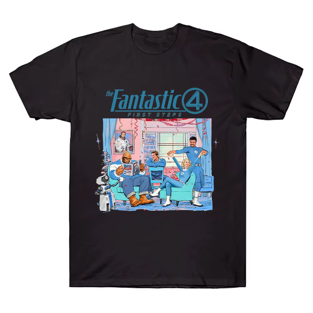 The Fantastic Four First Steps 2025 Movie T-shirt Men Women Cotton Tee Street Hip Hop Vintage Oversi
