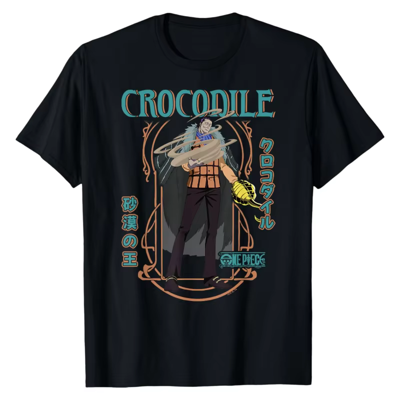 T-shirt Sir Crocodile One Piece Shichibukai à imprimé graphique, col rond, doux, 100% coton, haut de