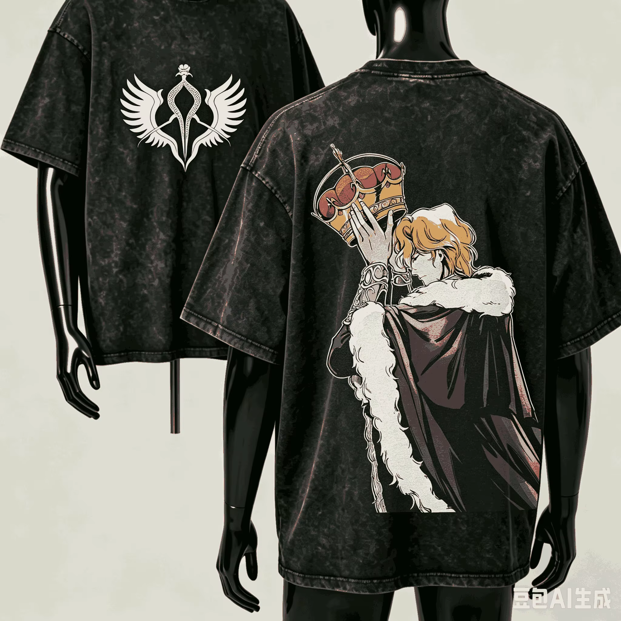 T-shirt délavé Legend of the Galactic Heroes pour les amateurs d'anime, nouveau modèle Harajuku, sty
