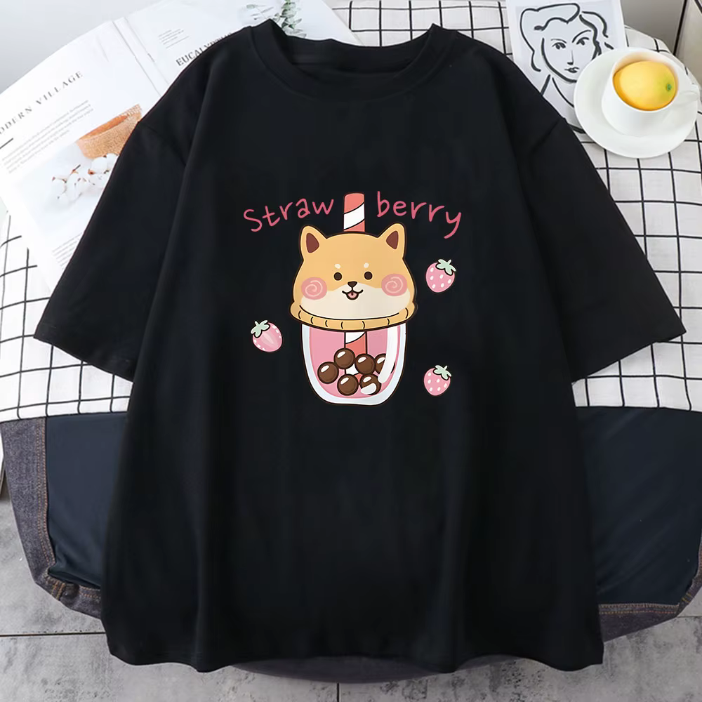 T-shirt imprimé dessin animé Harvey Milk pour filles, manches courtes, coton doux, Économie décontra
