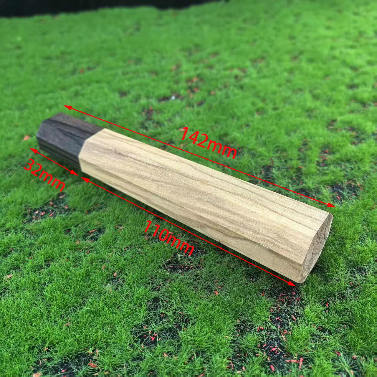 1 pièce Manche de couteau octogonal en bois d'ébène et Kibao rouge pour la fabrication de couteaux d