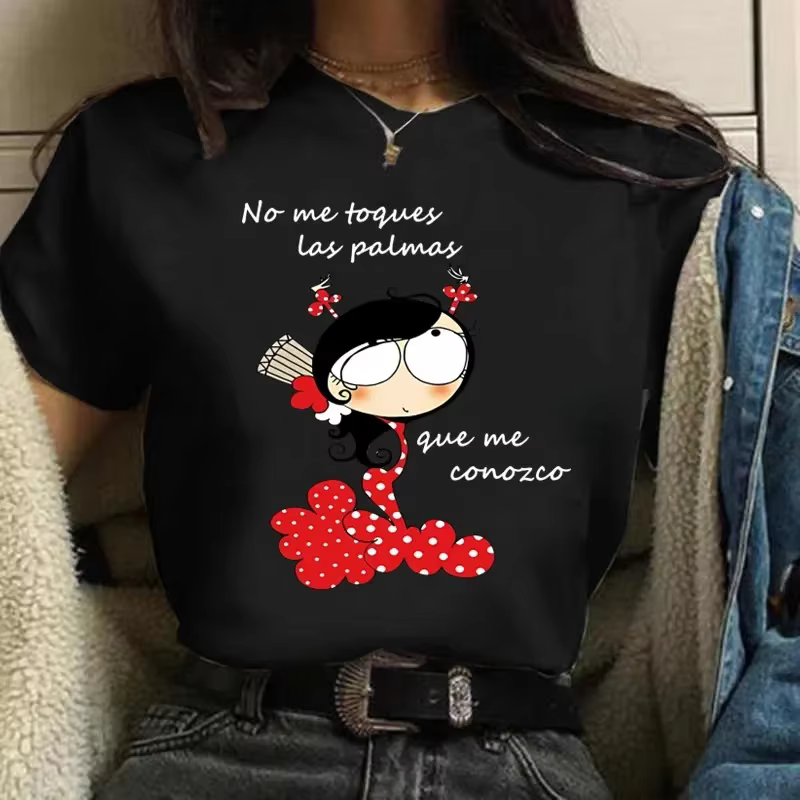 Femmes T-shirts Harajuku hauts chemises à manches courtes talon haut imprimé Flamengo danse T-shirts