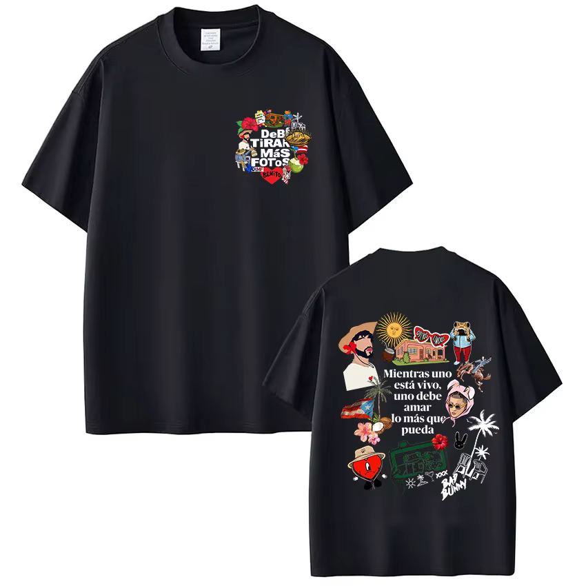 T-shirt Rapper Bad Bunny Debi Tirar Mas Fotos DTMF, vêtements pour hommes et femmes, mode Hip Hop, T
