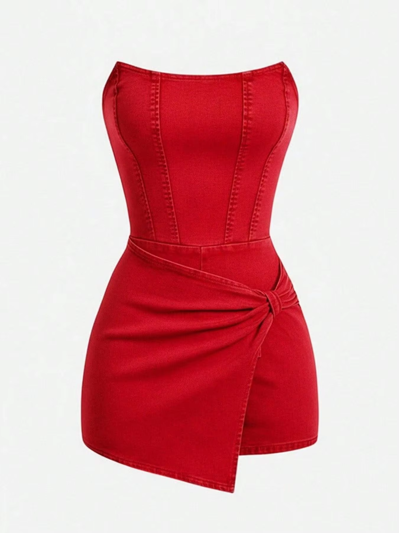 ✨ Robe en jean tube pour femme | Design sans bretelles à effet torsadé, l'indispensable pour les