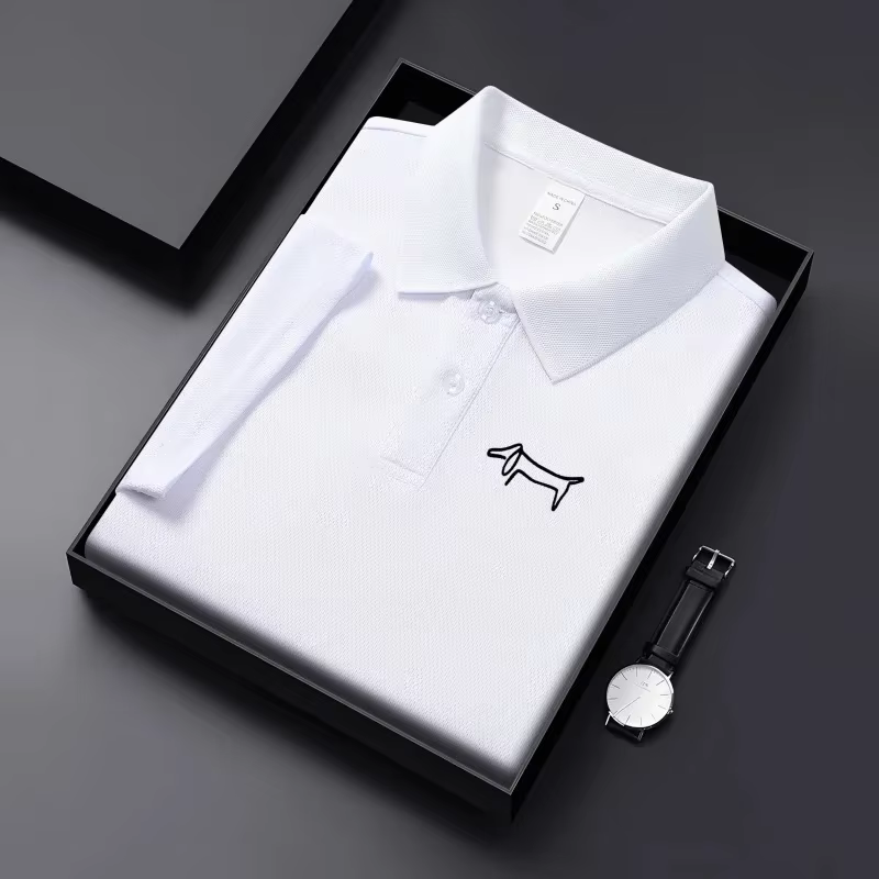 Nouveau T-shirt décontracté à col pour homme en tissu respirant de couleur unie, idéal pour le golf,