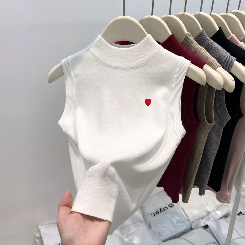 Sans manches tricoté couche de Base gilet décontracté tout-match couleur unie femmes débardeurs gile