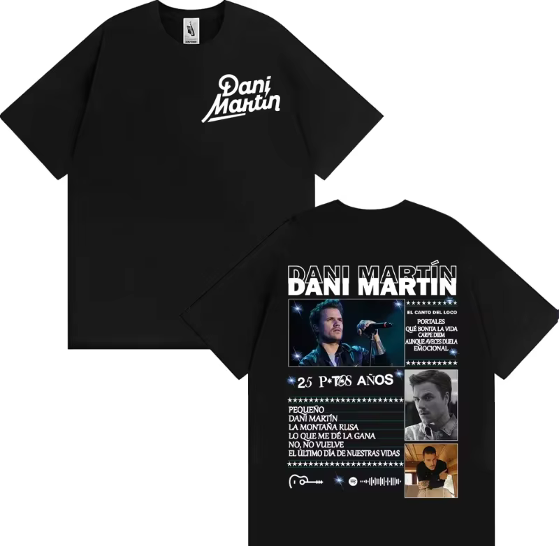 T-shirt Confortable et Oversize pour Hommes et Femmes, Merchandise de l'Album 2026 Dani Martín Conci