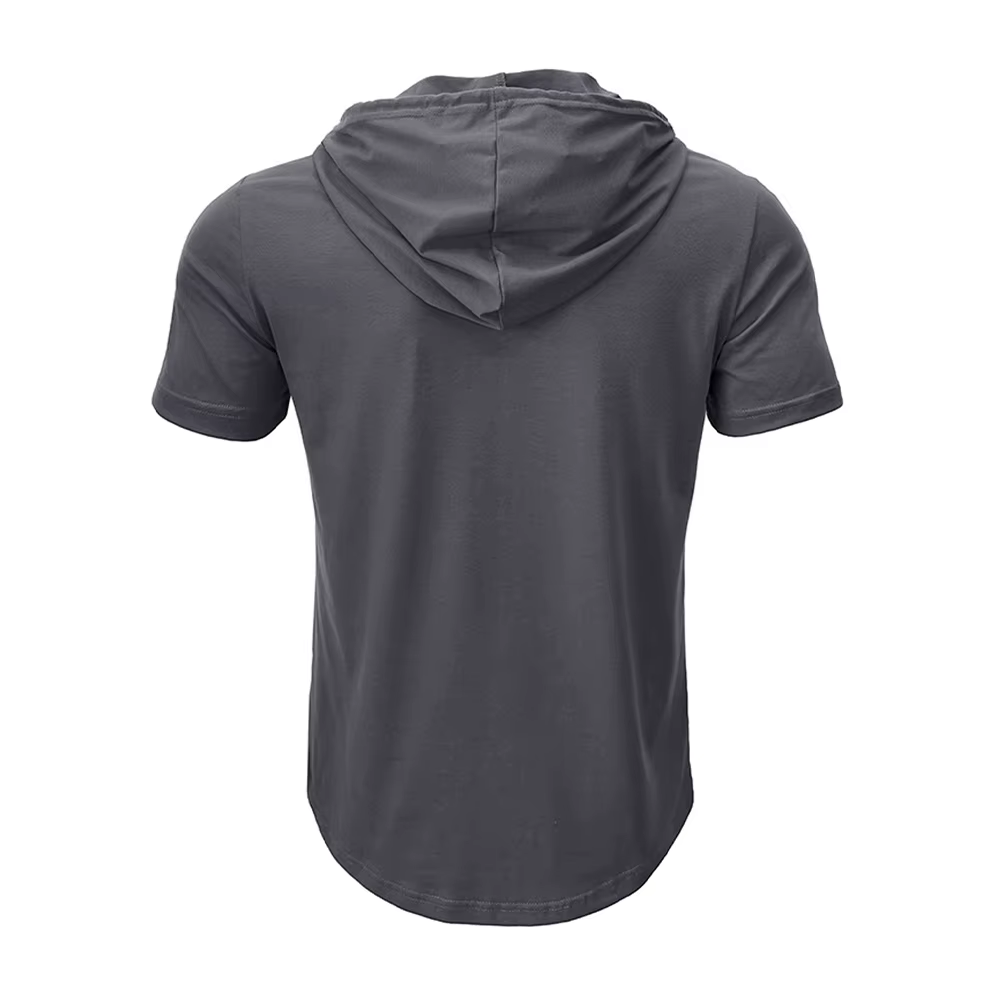 T-shirt à capuche pour hommes, Slim, Fitness, manches courtes, léger, Fitness, respirant, hauts de s