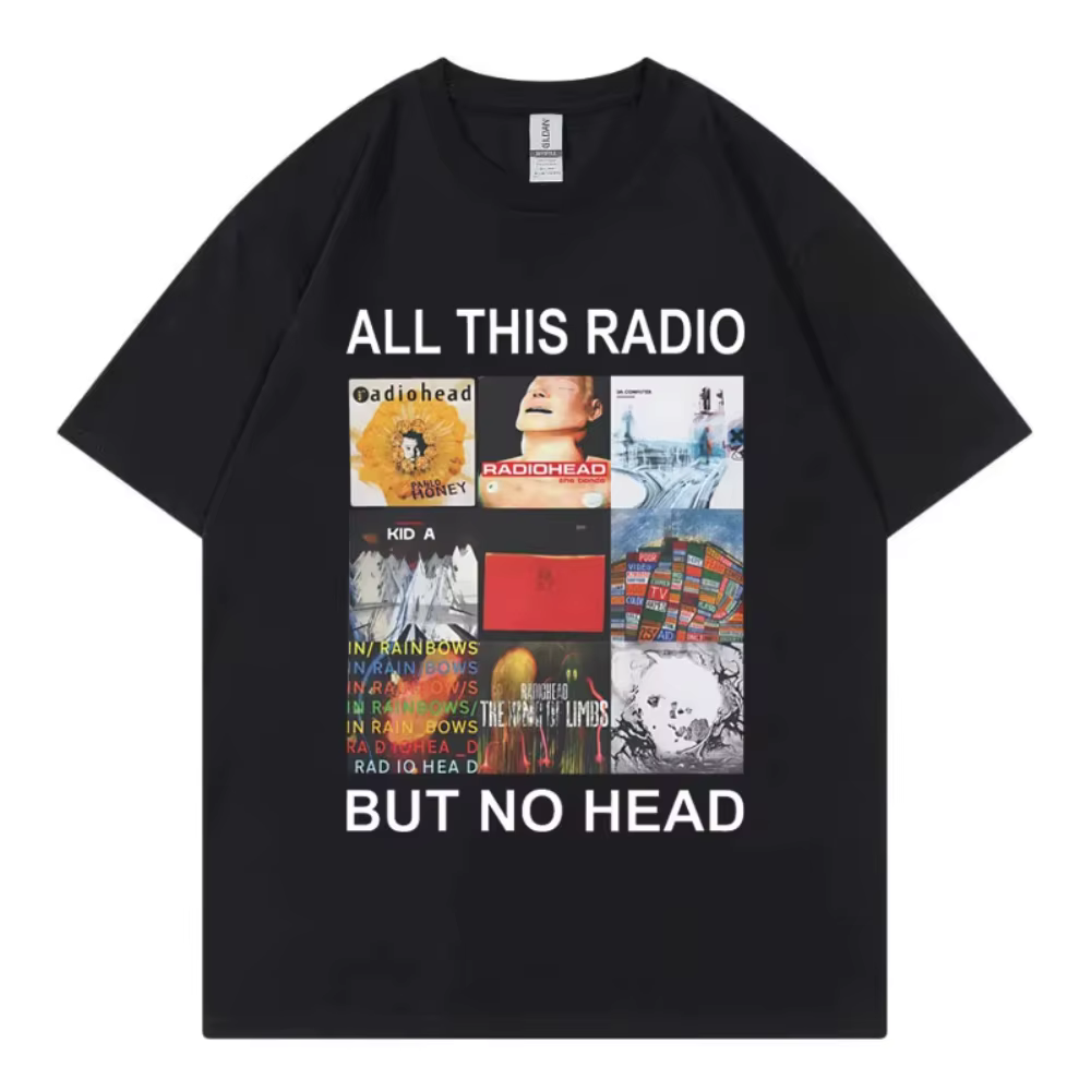 Tout ce Radio mais pas de tête T-Shirt groupe de Rock Radiohead Album de musique graphique T-Shirt h