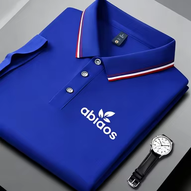 Polo noir pour homme avec imprimé « abiaos », col rayé, hauts décontractés respirants pour l'été