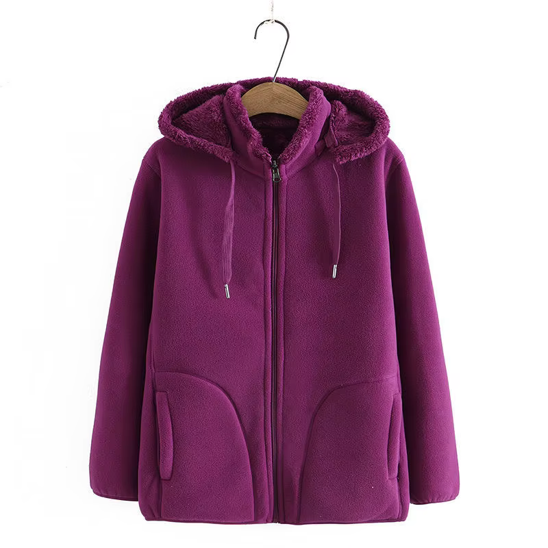 Sweat-shirt à capuche épais pour femme, veste polaire, manteaux avec fermeture éclair, hauts décontr