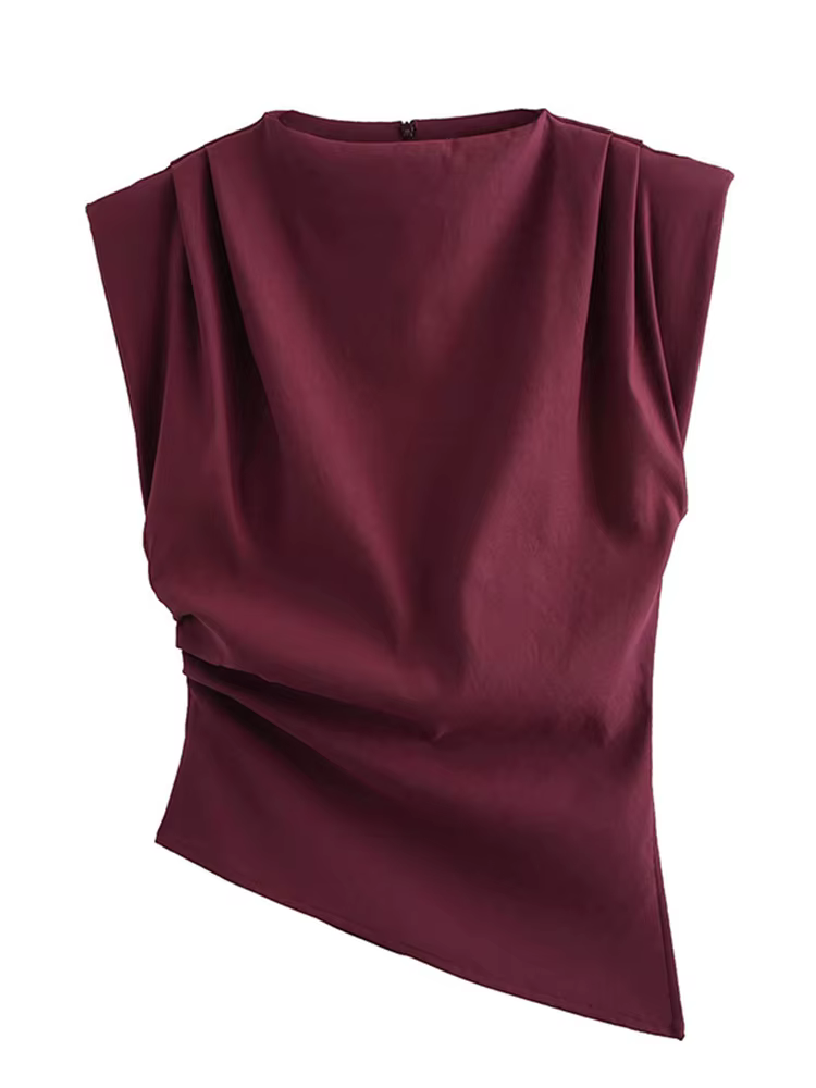 Haut de Style européen et américain sans épaules, à la mode, Simple plissé, décoratif, nouvel arriva