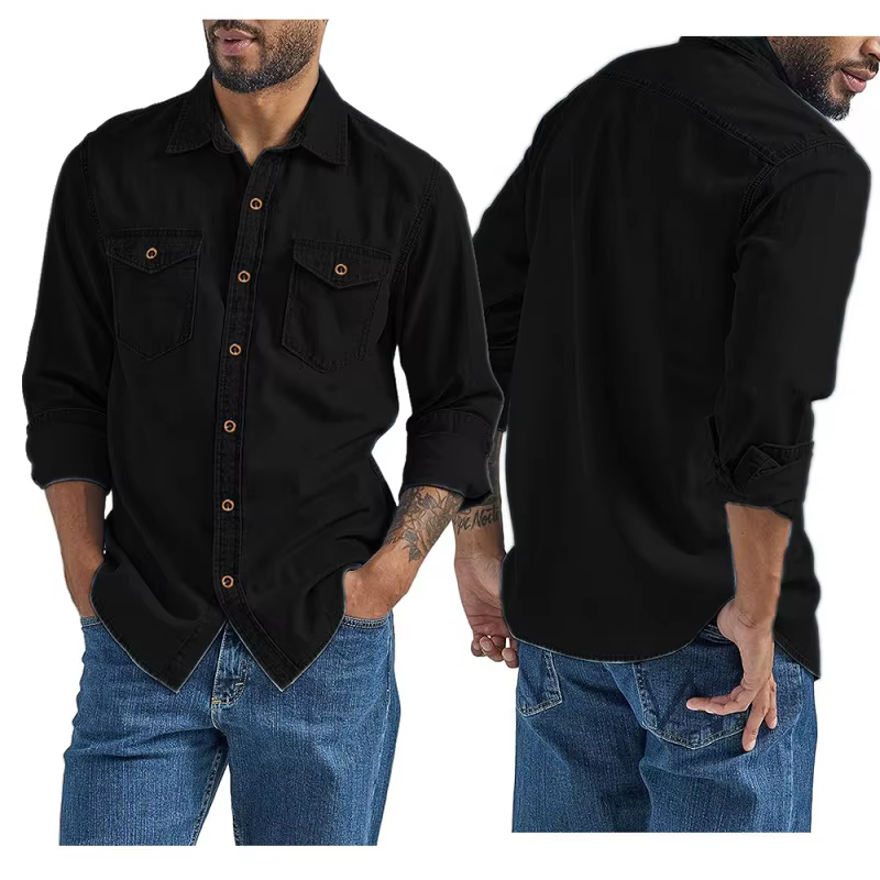 Chemise en jean, vêtements de travail pour hommes européens et américains, vêtements de plein air, c