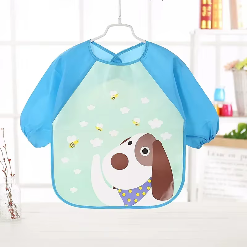 Bavoir Doux et Imperméable à Manches sulfpour Bébé, Tablier d'Alimentation Réglable pour Petit Garço