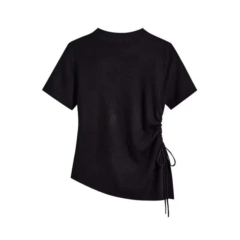 T-shirt en dentelle pour femme, nouvelle collection été, tricot amincissant à manches courtes, décon