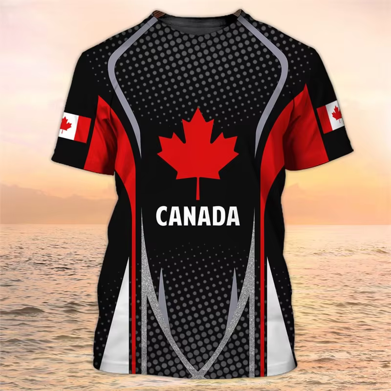T-shirt drapeau du Canada pour homme, motif feuille d'érable, manches courtes, t-shirt décontracté d