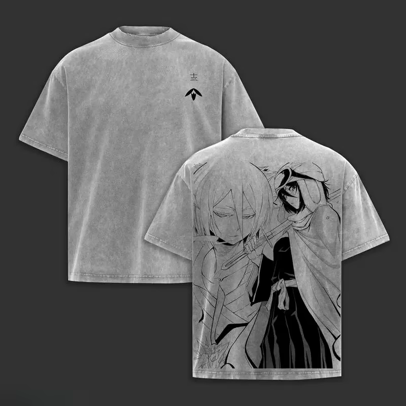 T-shirt imprimé BLEACH Kuchiki Rukia Anime pour hommes et femmes, t-shirts en coton lavé, t-shirt vi