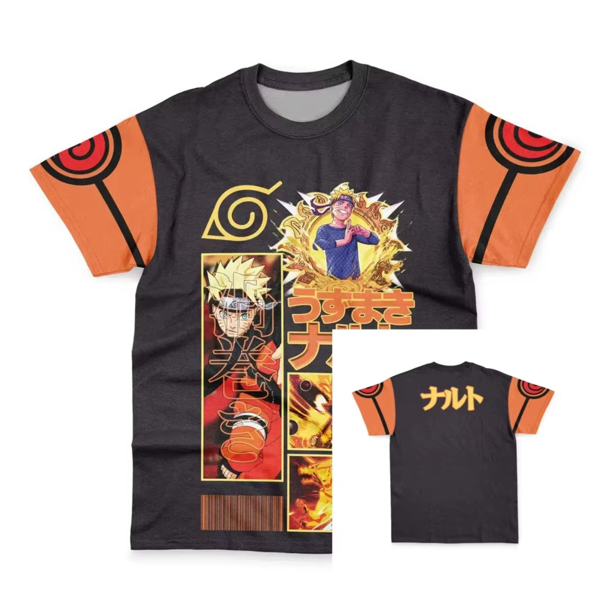 T-shirt tendance imprimé Naruto Uzumaki Shippuden, T-shirt décontracté pour toute la famille, été, a