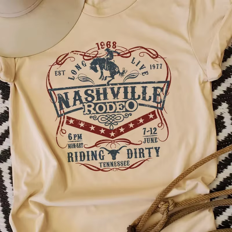 Nashville Rodeo Western graphique T-Shirt femme Vintage Cowgirl Tennessee pays musique T-Shirt dames