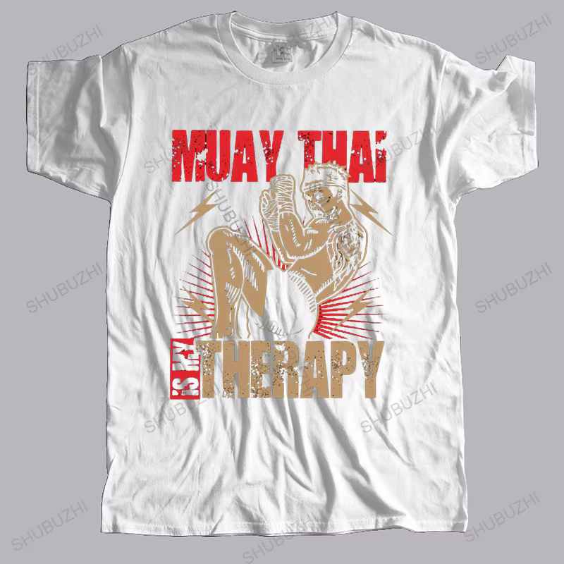 Muay Thai thérapie T-shirt pour hommes pur coton urbain T-shirt manches courtes thaïlande Art Martia
