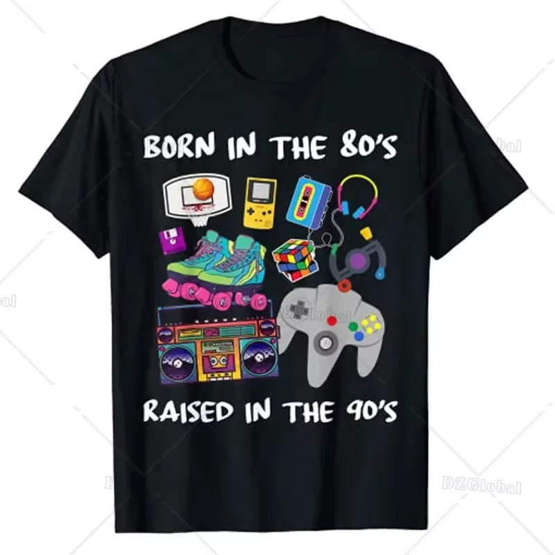T-Shirt graphique de Style rétro des années 80 et 90, né dans les années 80 surélevé dans les années