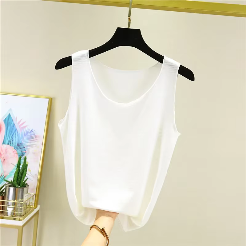 Camis en coton pour femmes, vêtements d'extérieur d'été, débardeur sans manches, col rond, chemise d