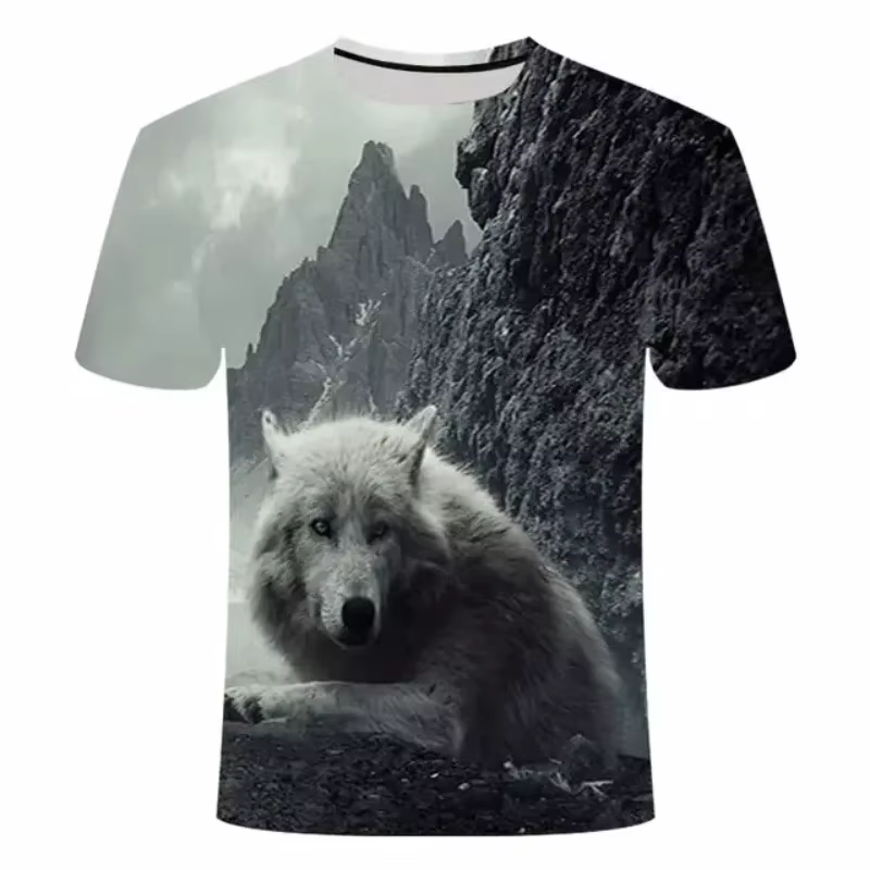 2025 loup T-shirt pour hommes imprimé Animal à manches courtes haut 3D décontracté rue homme T-shirt