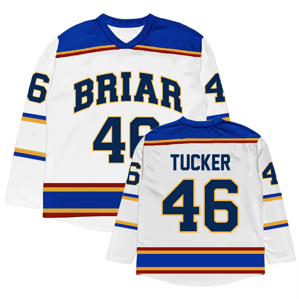Briar University Hockey Graham 44 Tucker 46 T-shirt unisexe respirant à manches longues avec impress