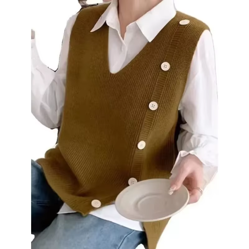 Gilet tricoté pour femmes, ample, nouvelle collection automne 2025, gilet, pull fin et court, Clip c