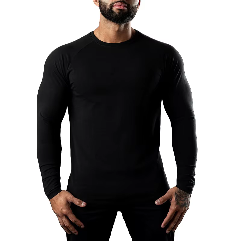 Hommes t-shirts décontracté col rond à manches longues coton évacuant l'humidité t-shirts réservoirs