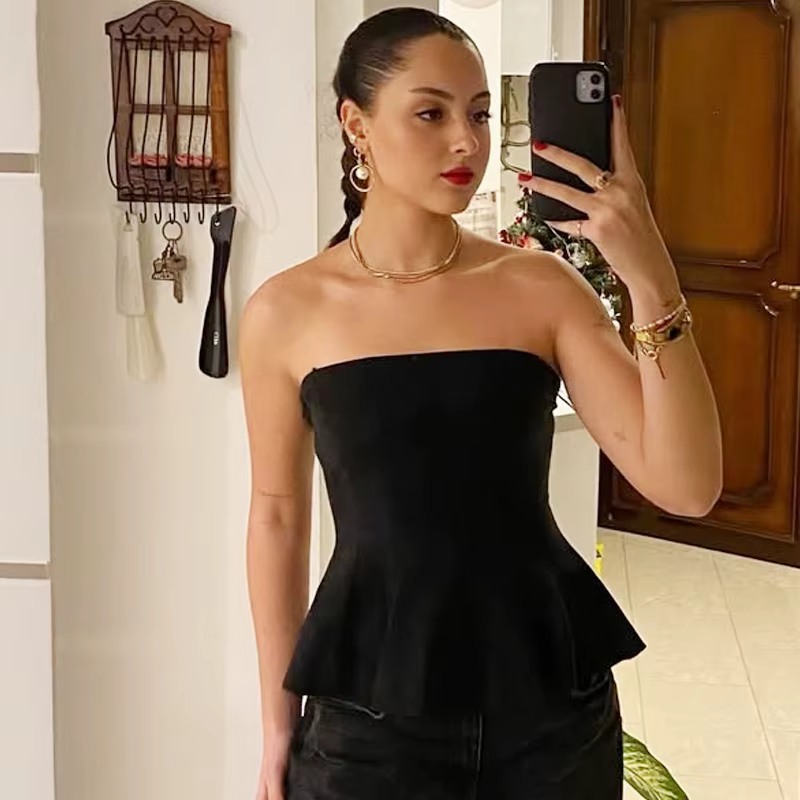 HXAO Corset bustier tubulaire femmes été 2025 blanc rose bleu jaune noir haut Bustier volants gilets