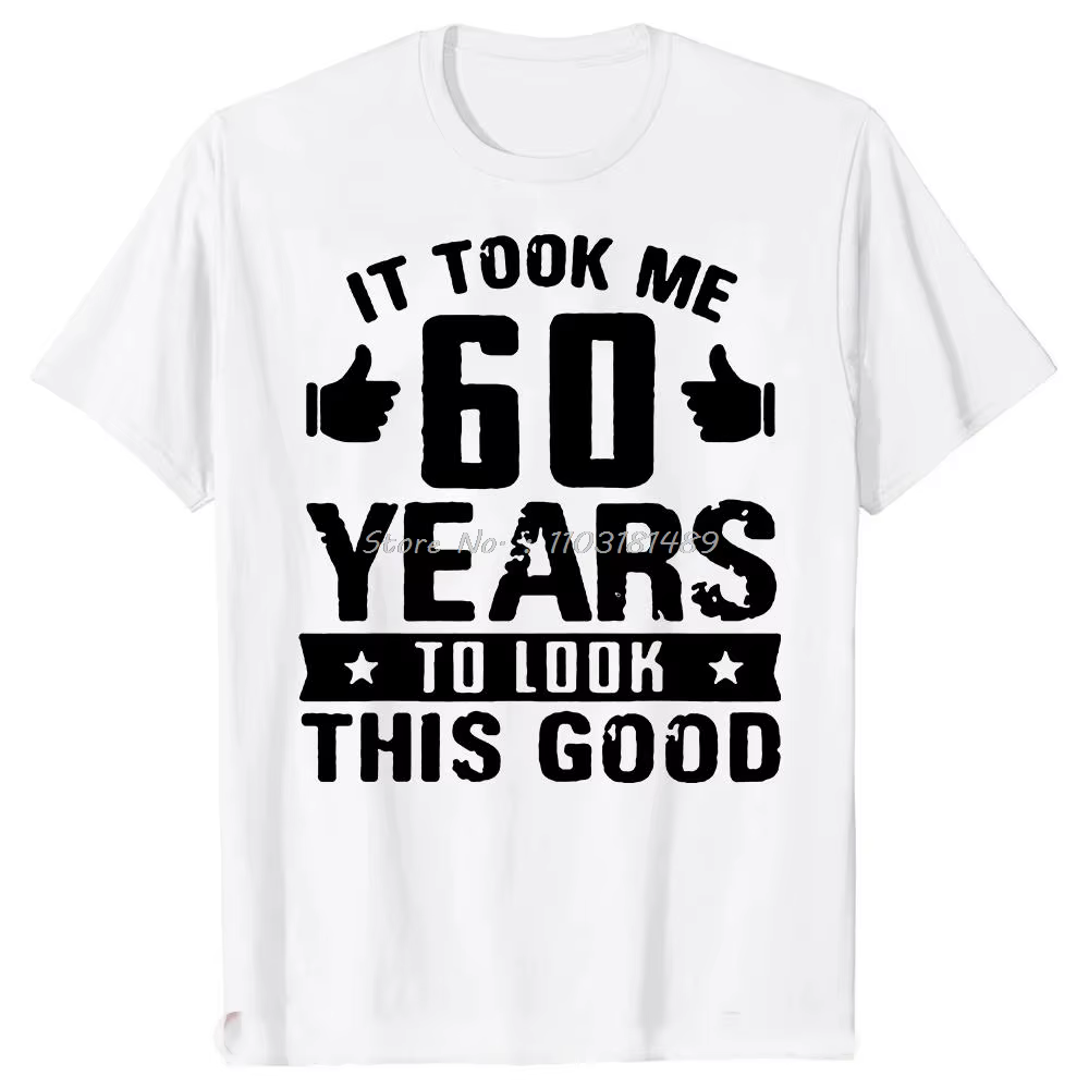 T-shirt manches courtes homme, streetwear, estival et humoristique, en coton, avec image du 60e anni