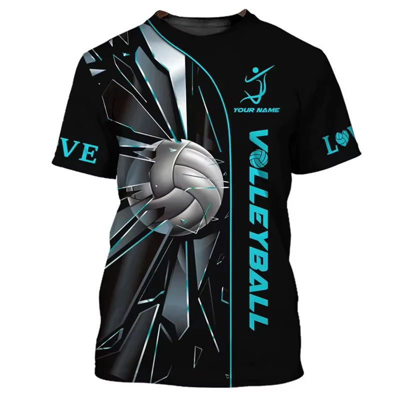 Cool volley-ball modèle t-shirt hommes personnalisé 3D imprimé T-Shirts mode d'été col rond rue surd