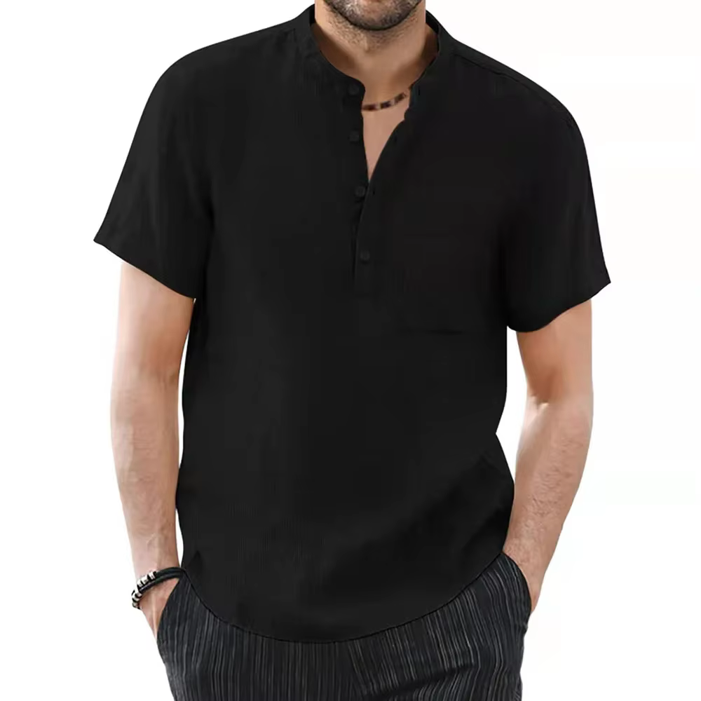 T-shirt à Manches Courtes en Coton et Lin pour Homme, Décontracté, Confortable, Respirant, Taille Am