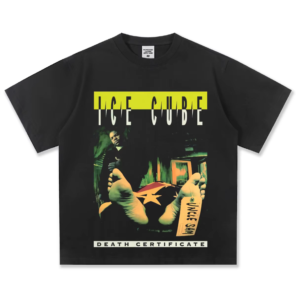 T-shirt graphique Ice Cube Death Certificate pour homme, coupe oversize, imprimé album, icones rap, 