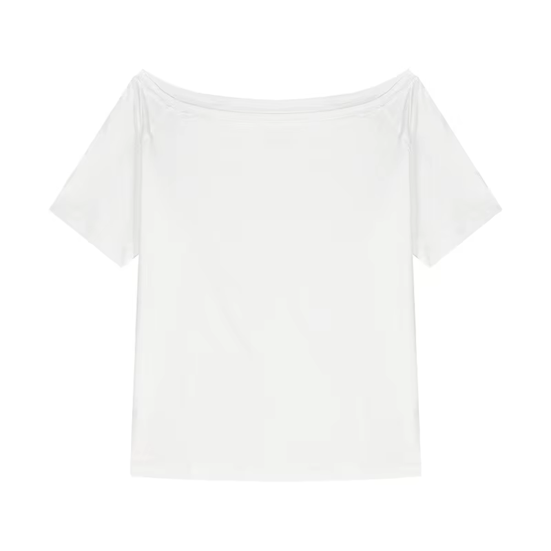 T-shirts à épaules inclinées pour femmes, couleur unie, Simple, décontracté, manches courtes, pour j