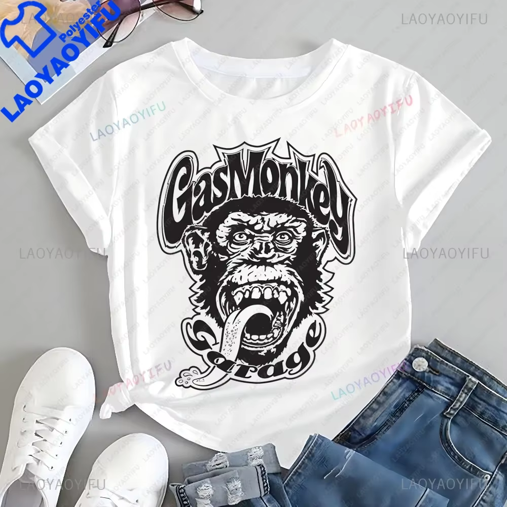 T-shirt imprimé Gas Monkey Garage, tendance neutre, Harajuku, chemise unisexe à manches courtes, T-s
